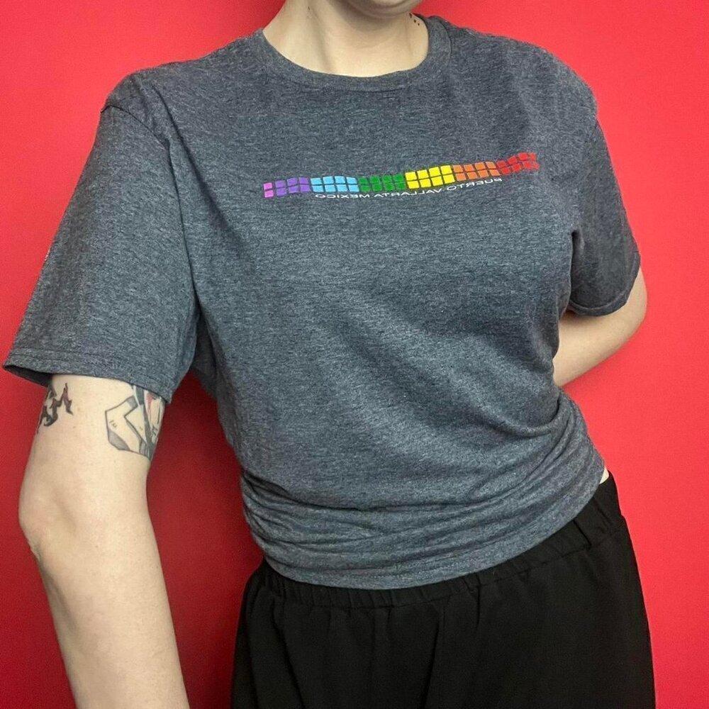 Gildan / Grey and rainbow Mexico tee 🩶❤️